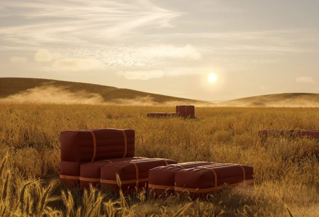 Haybale Lounge Chair in field